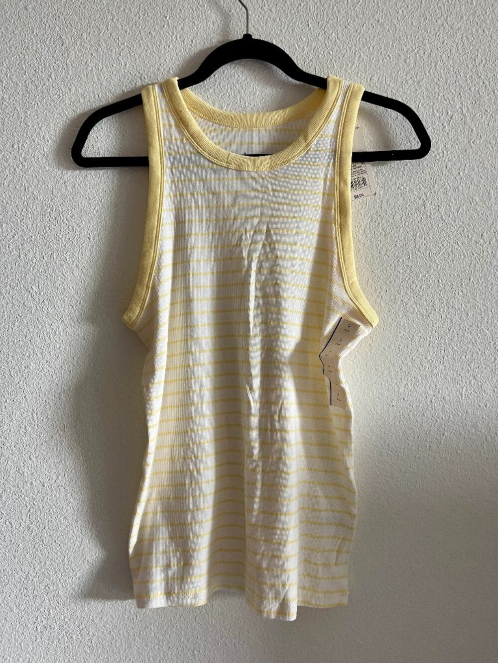A New Day Yellow Striped Ribbed Tank Top Large L NWT